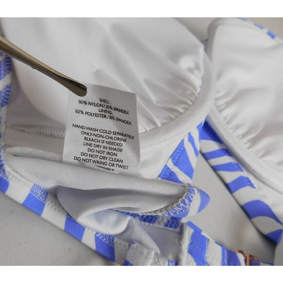 Shade & Shore Bikini Top 34D Purple White Zebra Print Underwire Padded Cups - Picture 6 of 6